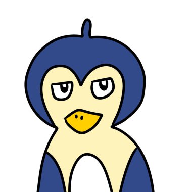 Beyaz arka planda sevimli penguen karikatürü
