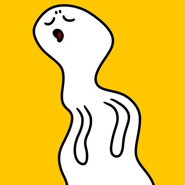 Sarı arkaplandaki hayaletin çizimi