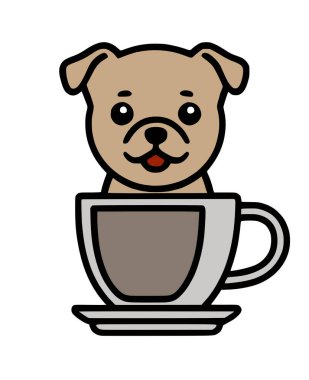 Tatlı köpek çizgi film karakteri resimli kahve fincanı.
