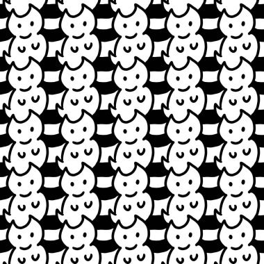 Şirin kedileri olan siyah beyaz desenli