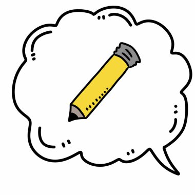 Düşünce baloncuklu karikatür kalem