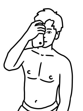 Siyah ve beyaz renkli şirin çizgi film adamı. 