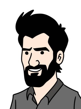 Beyaz sakallı çizgi film adamı.