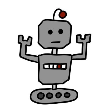 çizgi film doodle robot beyaz arka plan üzerinde