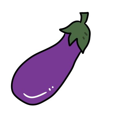 çizgi film doodle beyaz zemin üzerine patlıcan