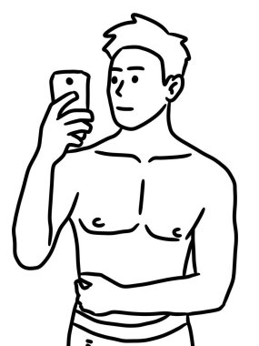 Çizgi film mutlu adam selfie çekiyor.. 