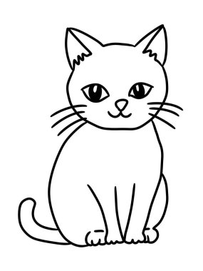 Beyaz arka planda sevimli bir kedi.