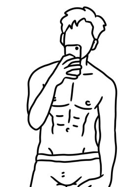 Beyaz arka plan üzerinde cep telefonu kullanan adam