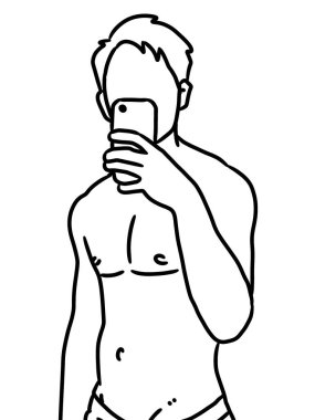 Beyaz arka plan üzerinde cep telefonu kullanan adam