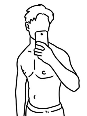 Beyaz arka plan üzerinde cep telefonu kullanan adam