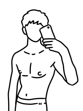 Telefonla selfie çeken adam.