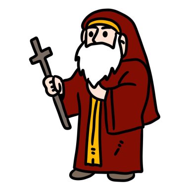 karikatür karalama İsa beyaz arka planda izole