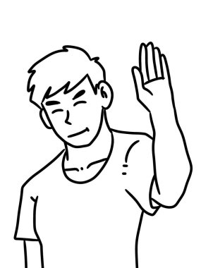 Siyah beyaz adam çizgi filmi.