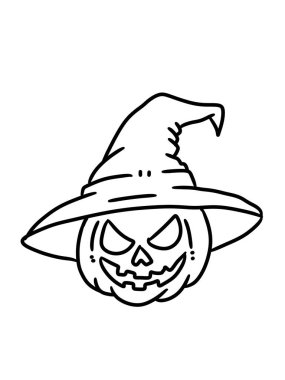 Cadı şapkası ve kafatası çizimi