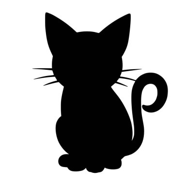 Beyaz arka planda siyah bir kedi silueti