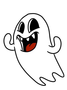 beyaz üzerine izole edilmiş hayalet cadılar bayramı simgesi