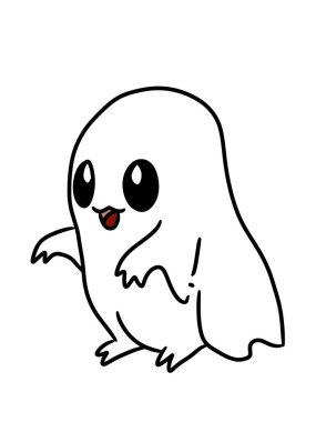 beyaz üzerine izole edilmiş hayalet cadılar bayramı simgesi