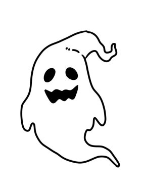 beyaz üzerine izole edilmiş hayalet cadılar bayramı simgesi