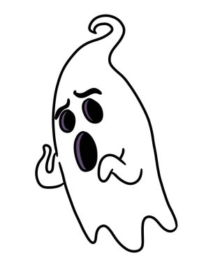 beyaz üzerine izole edilmiş hayalet cadılar bayramı simgesi