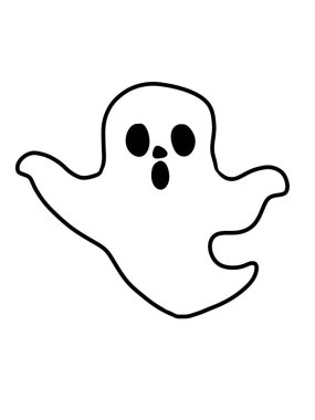 Hayalet çizgi film ikonu. Cadılar bayramı beyaz üzerine korkunç hayalet