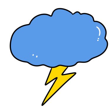 Beyaz arkaplan için bulut ve gök gürültüsü simgesi