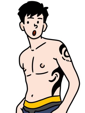 Dövmeli çizgi film adamı. 