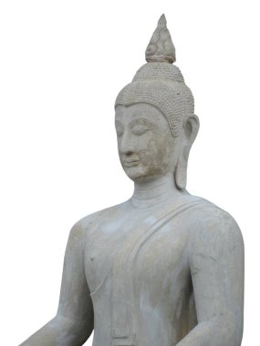 Beyaz arkaplanda izole edilmiş Buda heykeli