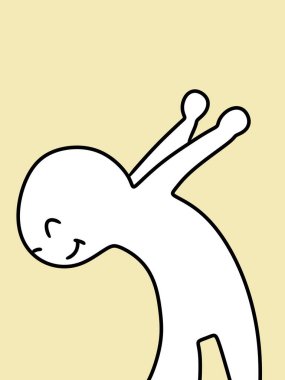 Sarı çizim üzerine çizgi film karalaması