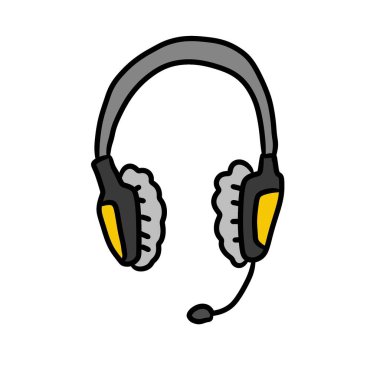 Kulaklık ve kulaklık ikonu. Web tasarımı için kulaklık simgesinin özet çizimi