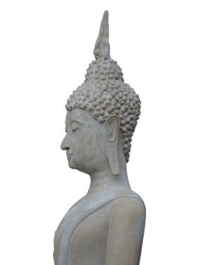 Beyaz arkaplanda izole edilmiş Buda heykeli