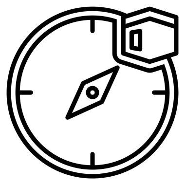 İslami Dua Vektörü Simgesi İçin Pusula ile Qibla Yönü Bulunuyor