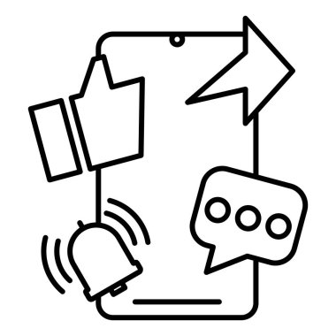 Smartphone ekranı yorum paylaşımı ve satır sanatı gibi sosyal medya bildirimlerini gösterir. Sunumlar ve tasarımlar için kullanın