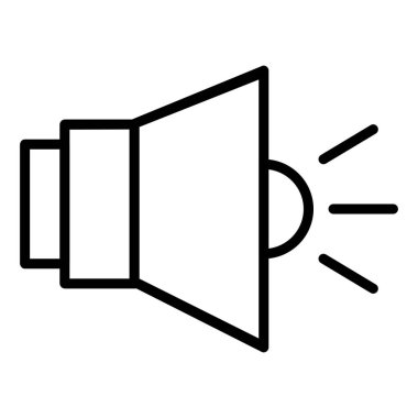 Beyazın üzerindeki basit siyah megafon sesi ve duyuruları sembolize eder. Pazarlama tasarımları ve iletişim araçları için harikadır..