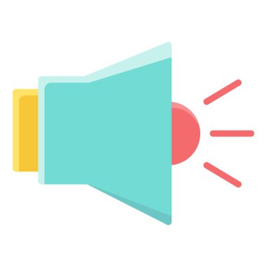 Kırmızı ses dalgalarıyla bir megafon simgesinin vektör çizimi pazarlama ve reklam materyalleri için uygun duyuru.