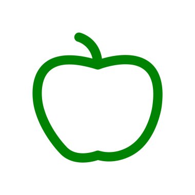 Beyaz arkaplan illüstrasyonunda yeşil elma ikonu basit tasarım