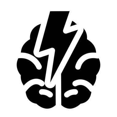 Bir yıldırımla geçen insan beyni, fikirler ve zihinsel enerji hakkındaki illüstrasyonlar için kullanılan ani içgörü veya yoğun düşünce süreçlerini sembolize eder..