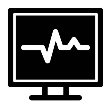 Bir ekran, siyah beyaz basit vektör grafiğinde tasarım ve sunumlar için uygun bir darbe sinyali gösterir.