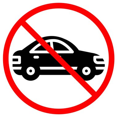 Siyah araba simgesi kırmızı bir daire ile çizilmiştir. Araçlara izin verilmediğini gösterir. Bu trafik yönetmelikleri ve kurallar için mükemmeldir..