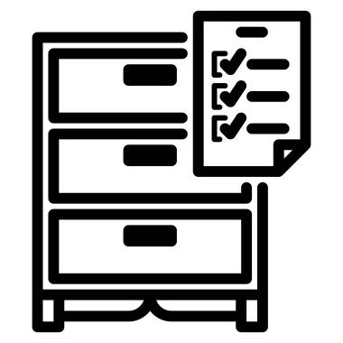 Taslak biçim dosyalama kabinesi, kontrol işaretlerini gösteren bir kağıt ile eşleştirilmiş düzenli görevler ve tamamlanmış yapılacaklar listeleri, iş verimliliği veya proje yönetimi görselleri için ideal.