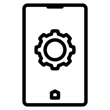 Bir akıllı telefon bir dişli simgesi gösterir, özelleştirme için bir yapılandırma veya ayarlar menüsü önerir.