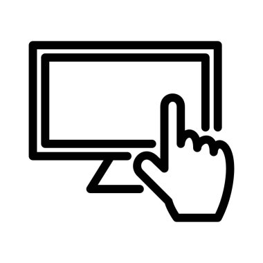 Bir el, dijital arayüzle etkileşimi gösteren bir bilgisayar ekranına dokunur.