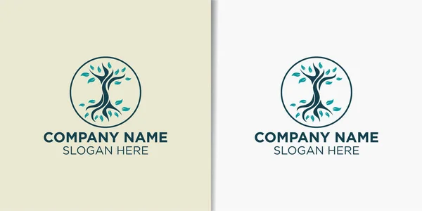 Vektor Desain Logo Pohon Elegan Templat Logo Alam - Stok Vektor