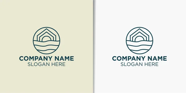 Yaz Plaj Vintage Logo Tasarım Vektörü Bayram Logo Tasarım Şablonu — Stok Vektör