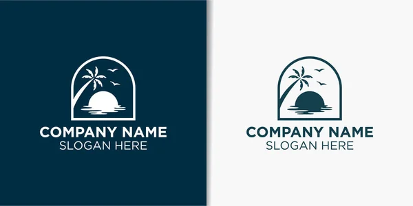 Lato Plaża Vintage Logo Wektor Projektowania Szablon Projekt Logo Wakacje — Wektor stockowy
