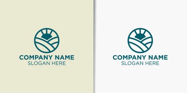 Proste Logo Rolnictwa Krajobrazu Szablon Projektu Logo Przyrody — Wektor stockowy