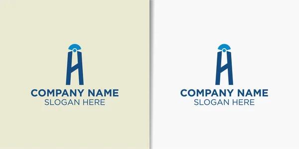 Konsep Desain Logo Huruf Dan Mercusuar Templat Desain Logo Perjalanan - Stok Vektor