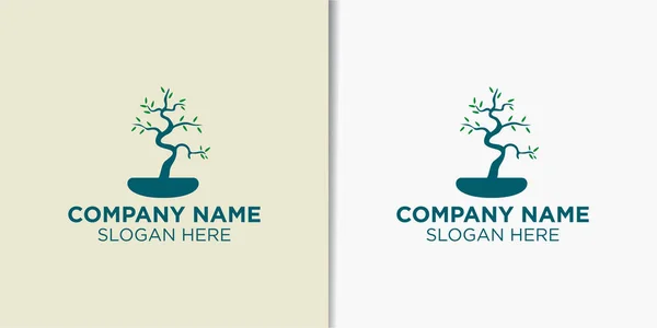 Zarif Bonsai Logo Tasarım Vektörü Doğa Logo Tasarım Şablonu — Stok Vektör