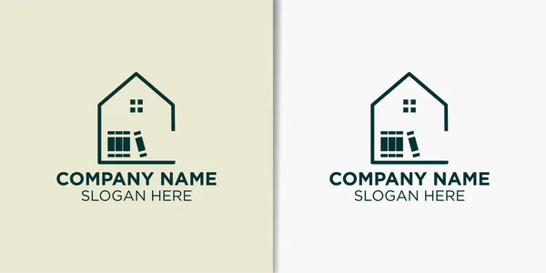 Home Library Logo Design Vector Education Logo Concept — Stock Vector