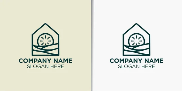 Konsep Desain Logo Rumah Alam Membangun Logo Inspirasi - Stok Vektor