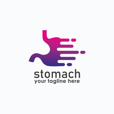 Mide ve sağlık dijital logosu, sağlık ve teknoloji logo şablonu